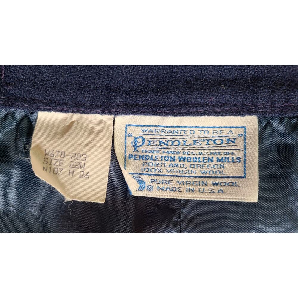 Vtg Pendleton Plus Size 22w Solid Navy Skirt Line… - image 3